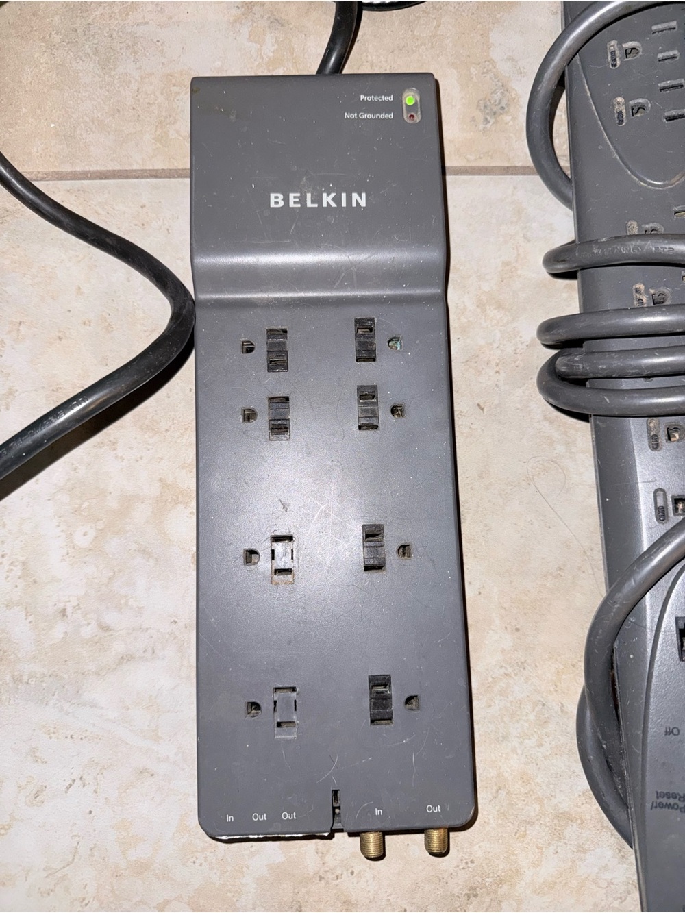 Belkin Black 6-Outlet Surge Protector with Coax Inputs - 12ft power cable